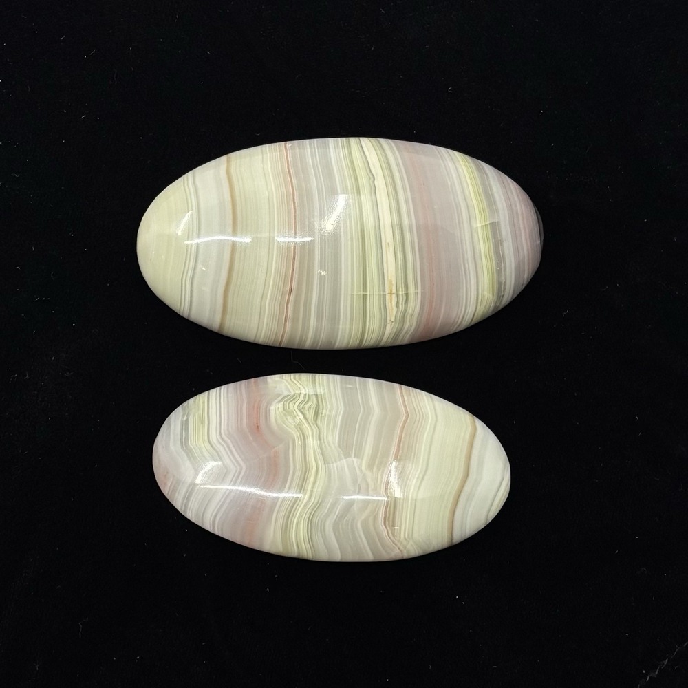 Banded Calcite Palm Stone Soothing Stress Relief Grounding Polished Lot of‎ 2
